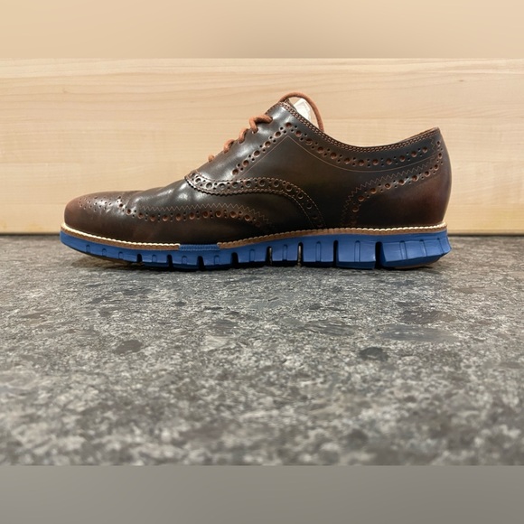 Rare! Cole Haan ZeroGrand Wingtip Oxfords - 12 WIDE - Woodbury / Limoges Blue - Picture 8 of 11